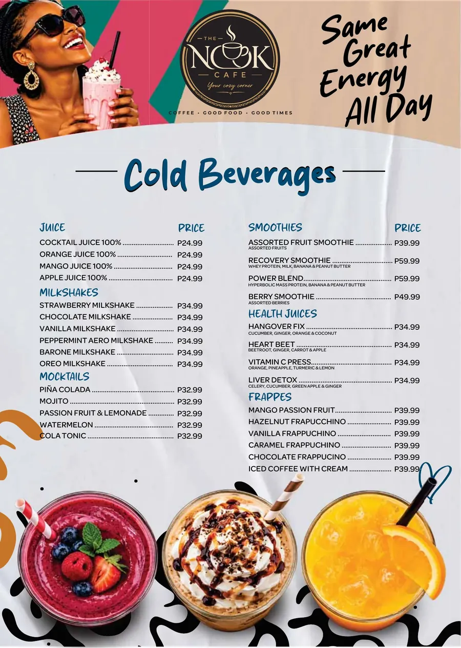 The Nook Cafe menu: Cold Beverages