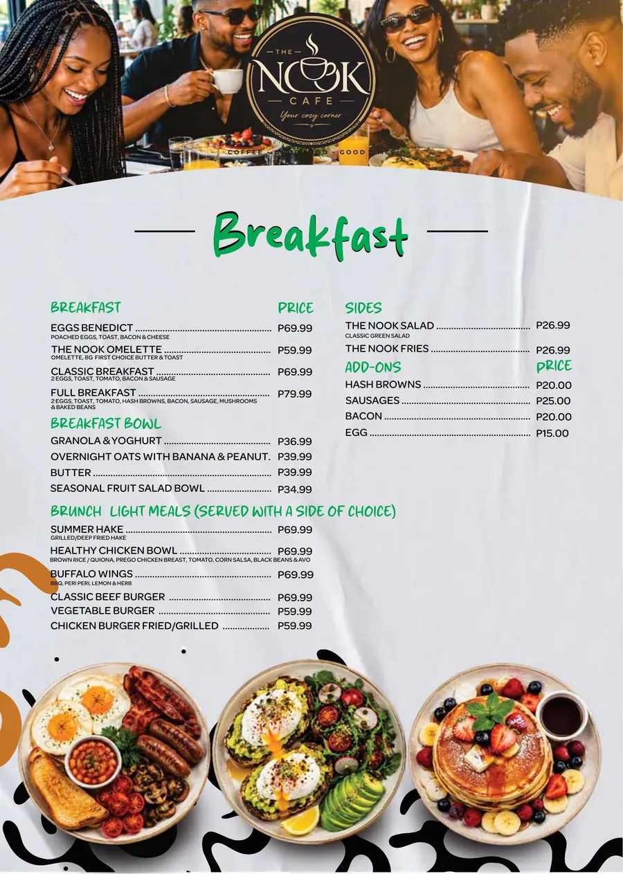 The Nook Cafe menu: Breakfast