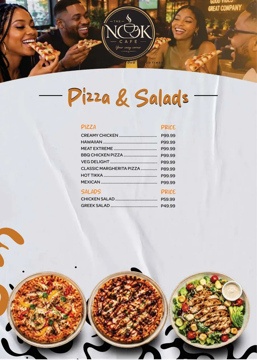 The Nook Cafe menu: Pizza & Salads