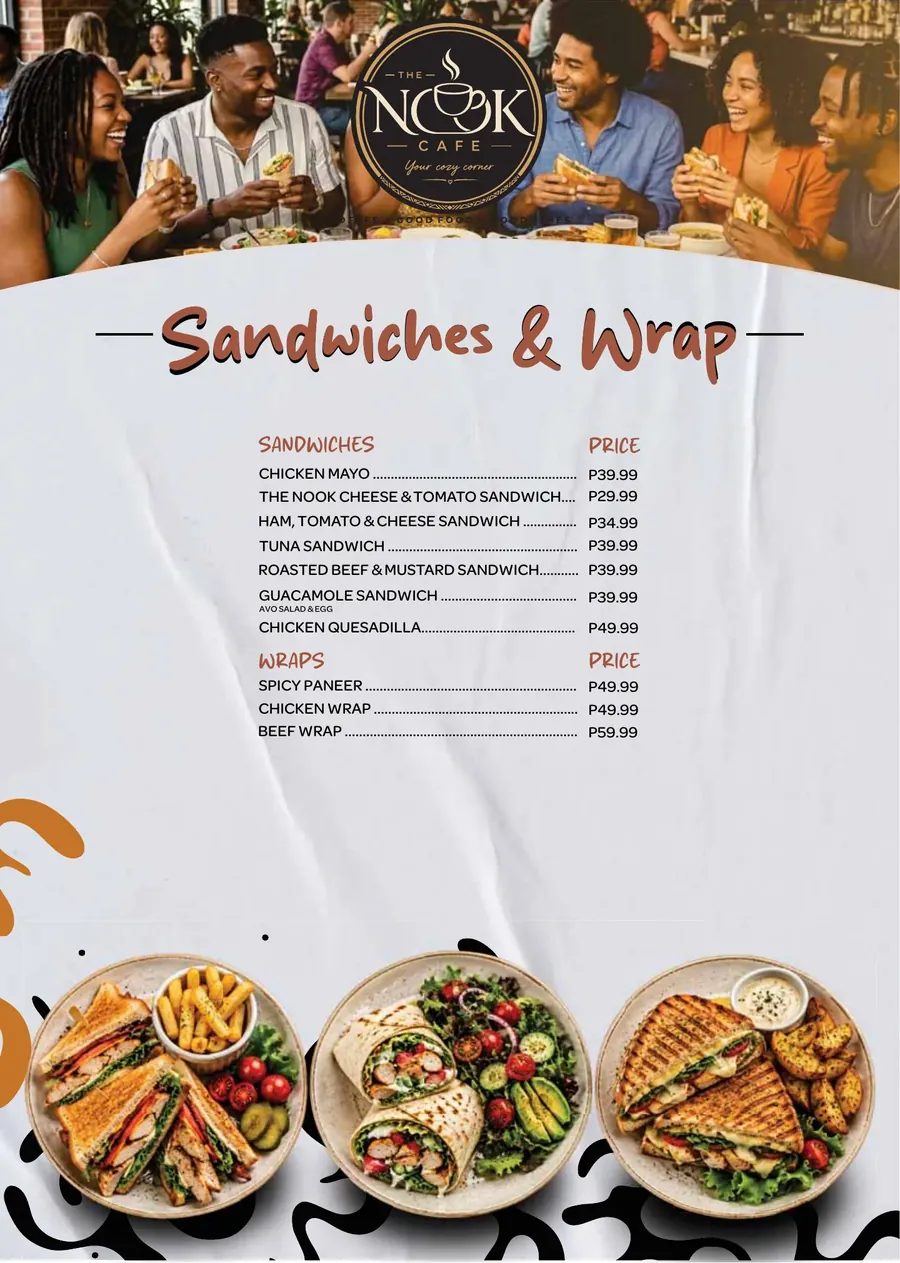 The Nook Cafe menu: Sandwiches & Wraps
